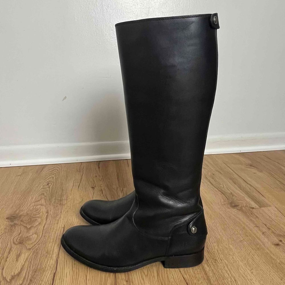 Frye Black Melissa Riding Boots Size 10B Knee-High Back Zip Western Leather